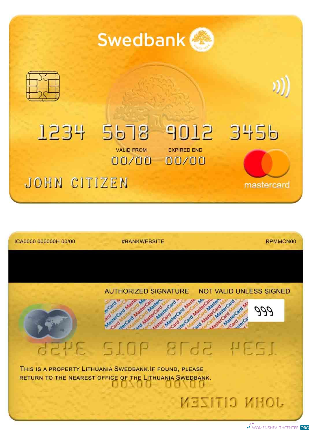 Download Lithuania Swedbank mastercard Photoshop template